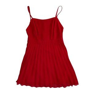 Asos Pleated Skirt Mini Dress Sleeveless Red Party Size 4